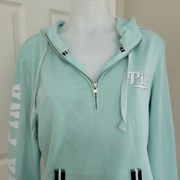 PINK Victoria's Secret 1/4 Zip Pull Over Hoodie S EUC Mint Vintage - Picture 4 of 15